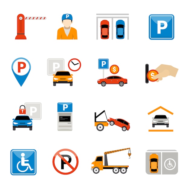 Conjunto de ícones de estacionamento