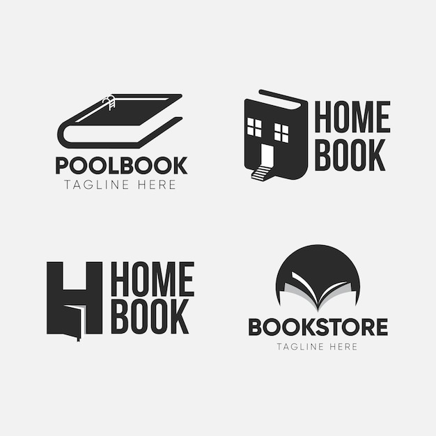 Conjunto de logotipo de livro de design plano