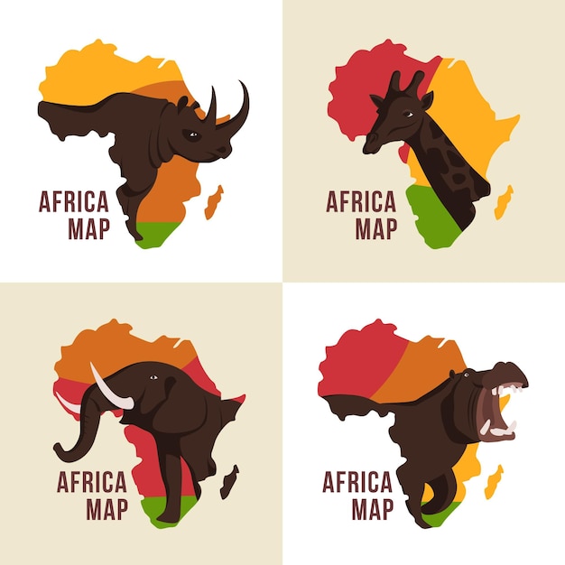 Vetor grátis conjunto de logotipo do mapa da áfrica