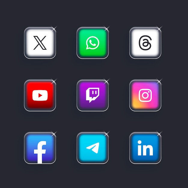 Vetor grátis conjunto de logotipos de redes sociais em gradiente