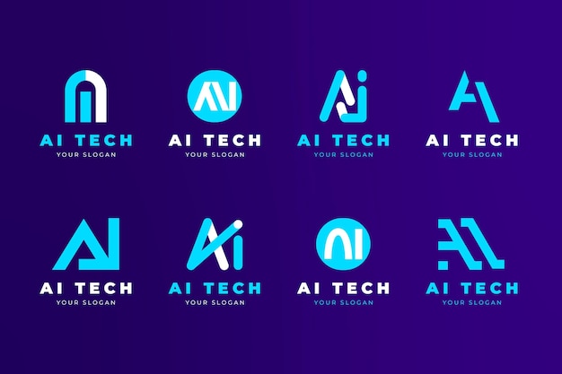 Vetor grátis conjunto de modelos de logotipo ai de design plano