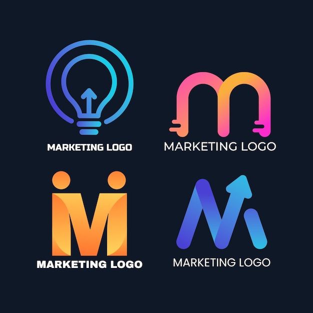 Vetor grátis conjunto de modelos de logotipo de marketing gradiente