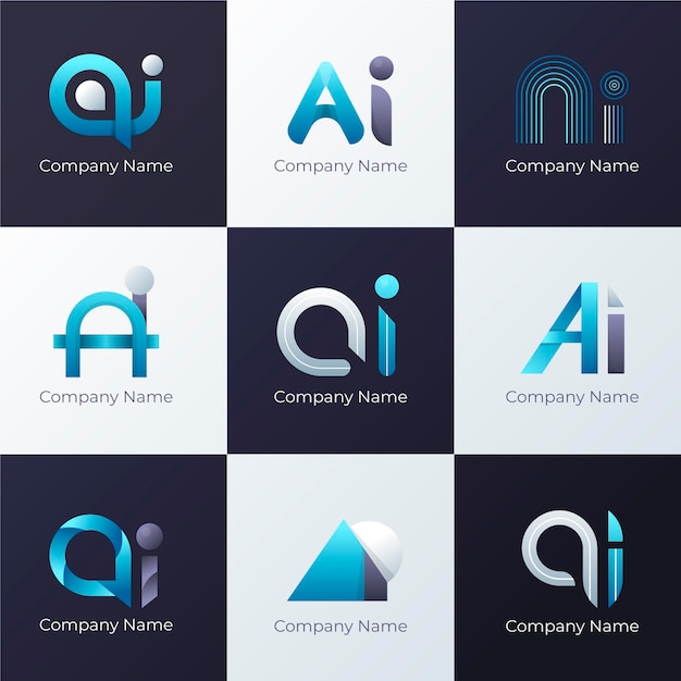 Vetor grátis conjunto de modelos de logotipo gradiente ai