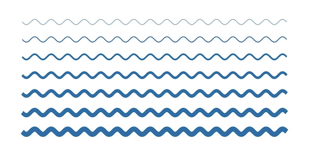 Vetor grátis conjunto de padrões de linhas onduladas horizontais em diferentes comprimentos de onda