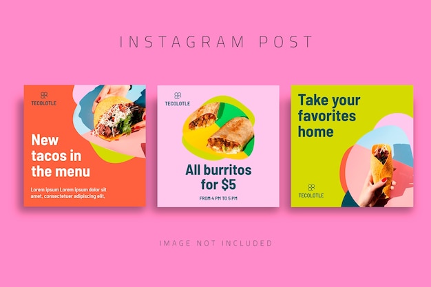 Conjunto de postagem de instagram de restaurante mexicano simples