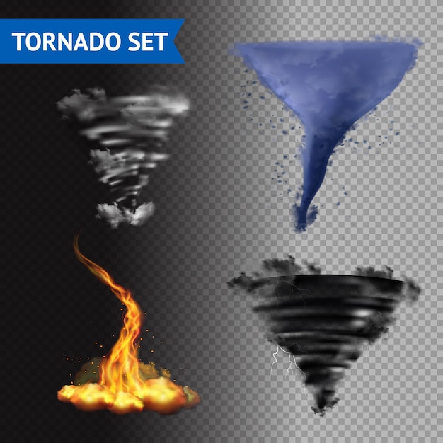 Vetor grátis conjunto de tornado 3d realista