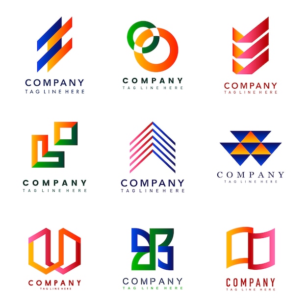 Vetor grátis conjunto de vetor de idéias de design de logotipo de empresa