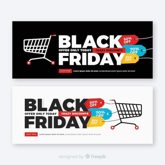 Conjunto moderno de banners de sexta-feira negra com design plano