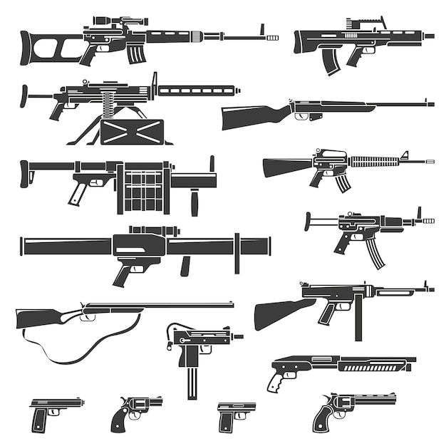 Conjunto monocromático de armas e armas