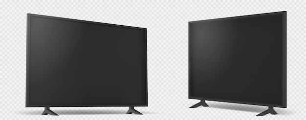 Vetor grátis conjunto realista de tela de tv plana png em transparente