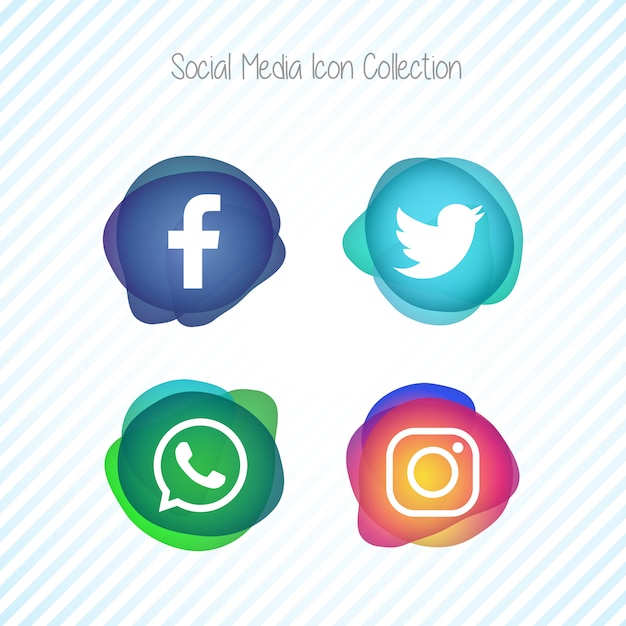 Vetor grátis creative memephis fluid social media icons set