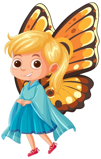 Vetor grátis criança brincalhona vestida de borboleta