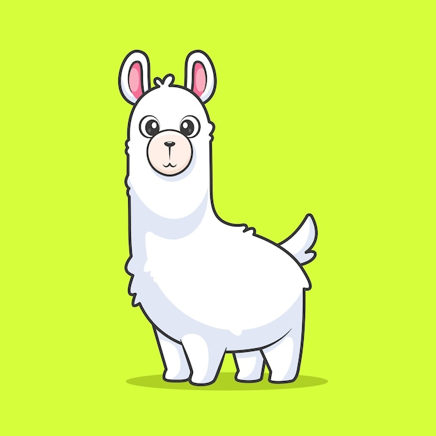 Vetor grátis cute alpaca llama vector de desenho animado icon ilustração animal natureza icon vector plano isolado