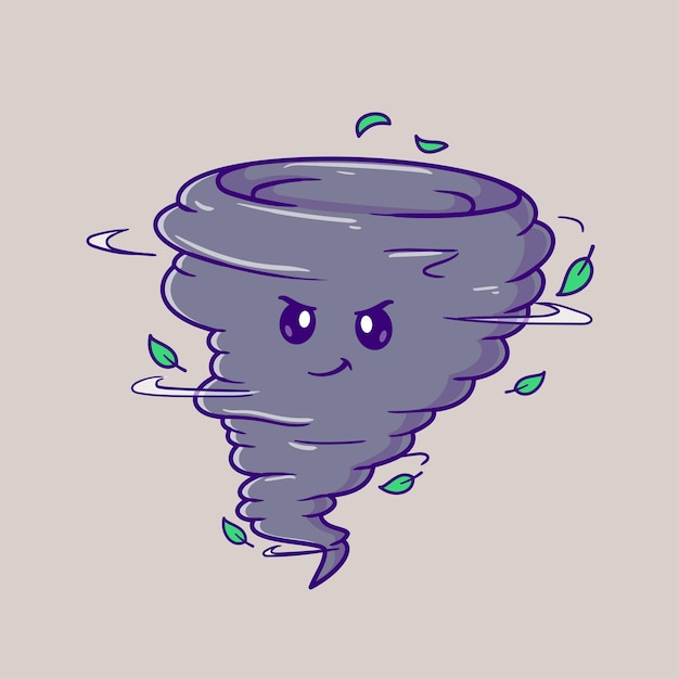 Vetor grátis cute wind twister vector de desenho animado icon ilustração natureza icon objeto icon isolado vector plano