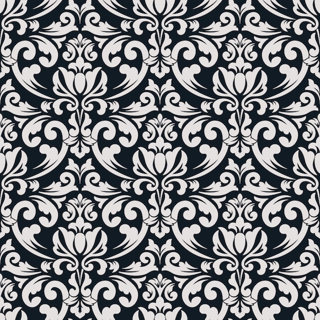 Vetor grátis damasco sem costura de fundo. ornamento de damasco à moda antiga de luxo clássico, textura vitoriana real sem costura para papéis de parede, têxteis, envolvendo. modelo barroco floral requintado.