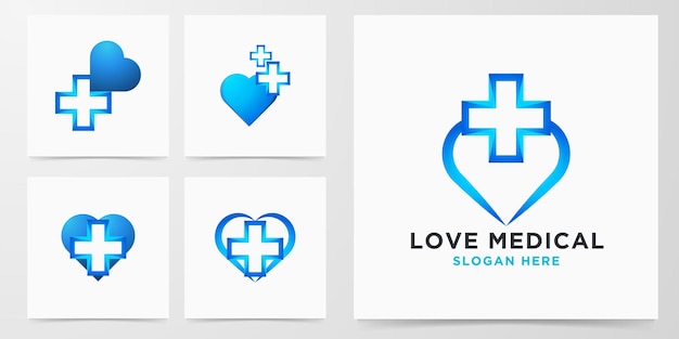 Vetor grátis definir logotipo médico do amor