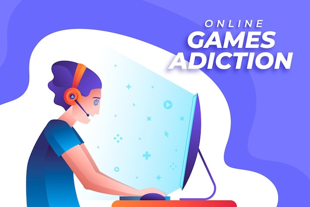 Vetor grátis dependência de jogos online