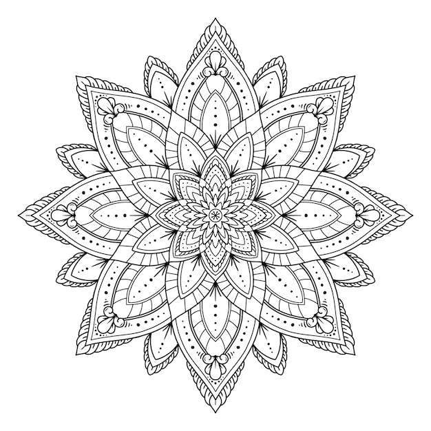 Desenho de flor de lótus mandala desenhada à mão