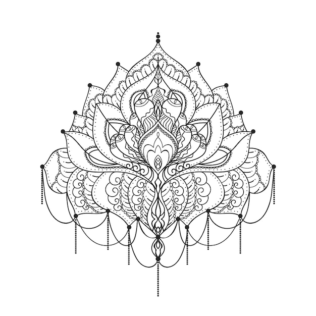 Desenho de flor de mandala desenhado à mão