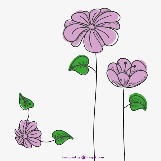 Vetor grátis desenho flores rosa