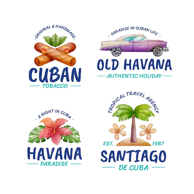 Design de logotipo de cuba em aquarela