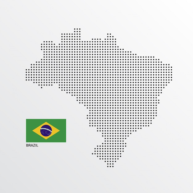 Vetor grátis design de mapa do brasil com bandeira e vetor de luz de fundo