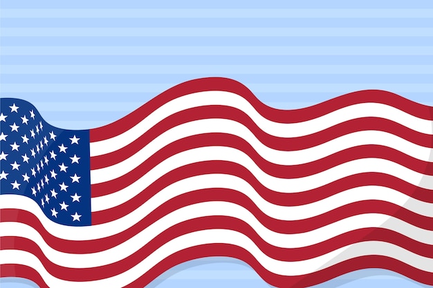 Vetor grátis design plano acenando o fundo da bandeira americana