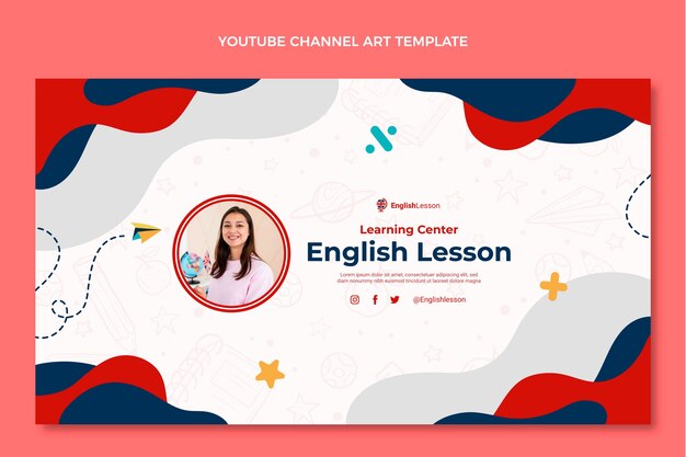 Design plano aulas de inglês arte do canal do youtube