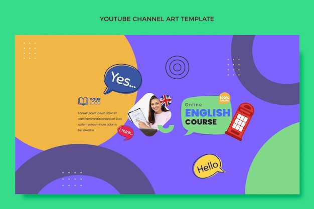 Design plano aulas de inglês arte do canal do youtube