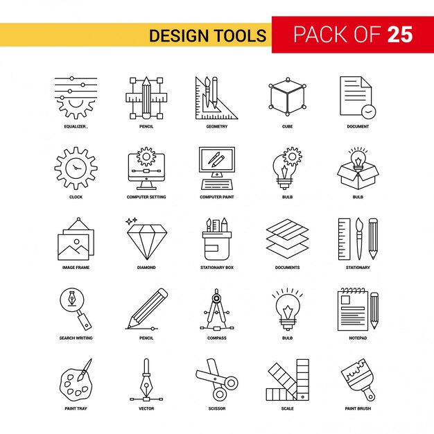 Design Tools Black Line Icon - Conjunto de ícones de contorno de negócios 25