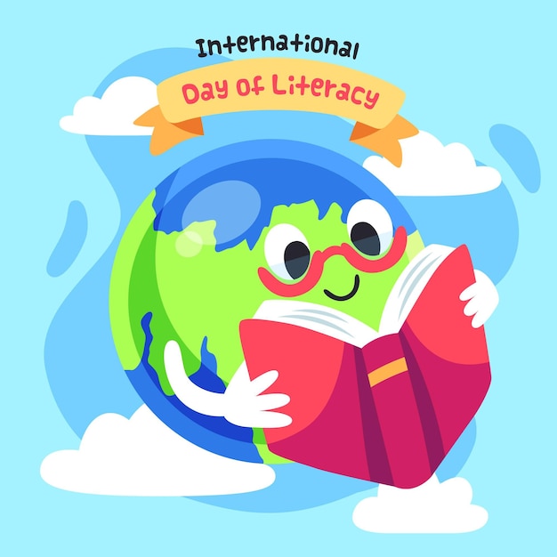 Dia internacional da alfabetização com terra e livro