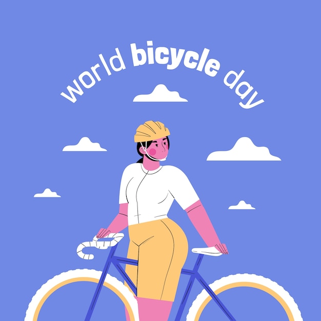 Vetor grátis dia mundial da bicicleta ilustração plana desenhada à mão