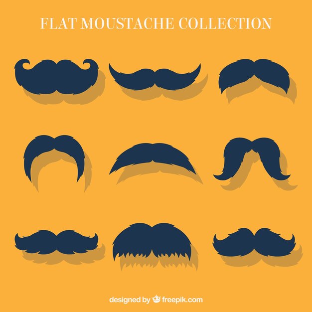 Diferentes estilos de bigodes em estilo plano