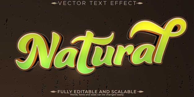 Vetor grátis efeito de texto verde orgânico estilo de texto natural e frutado editável