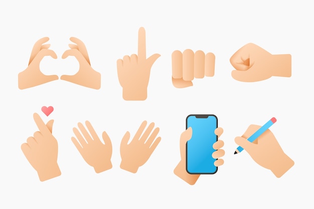 Elemento de mãos emoji gradiente