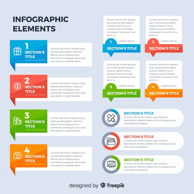 Vetor grátis elementos planos infográfico com coleção de estatísticas