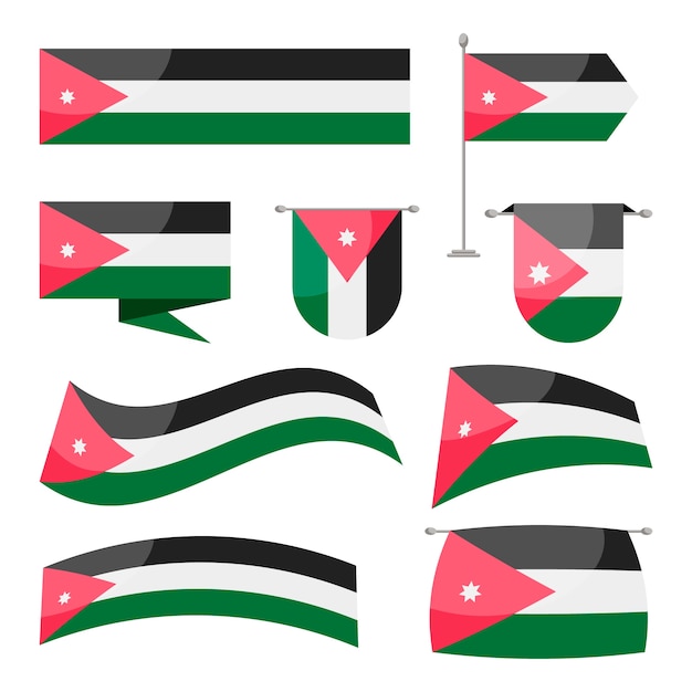 Vetor grátis emblemas nacionais da jordânia de design plano