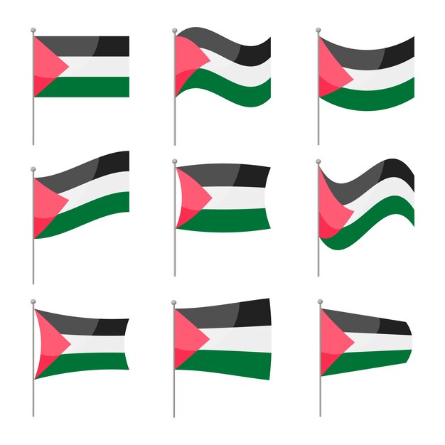 Emblemas nacionais da Palestina de design plano