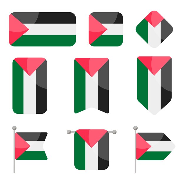 Emblemas nacionais da Palestina de design plano