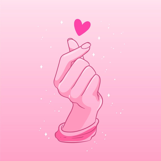 Vetor grátis estilo de coração dedo desenhado à mão