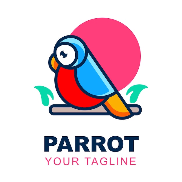 Estilo de negócio do logotipo da mascote do papagaio