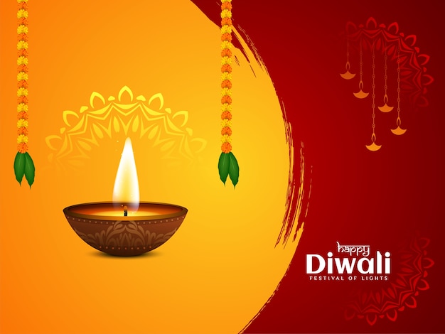 Feliz origem étnica do festival de Diwali com diya