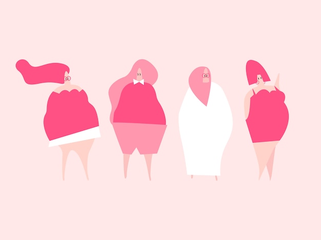 Vetor grátis feliz plus size mulheres vector