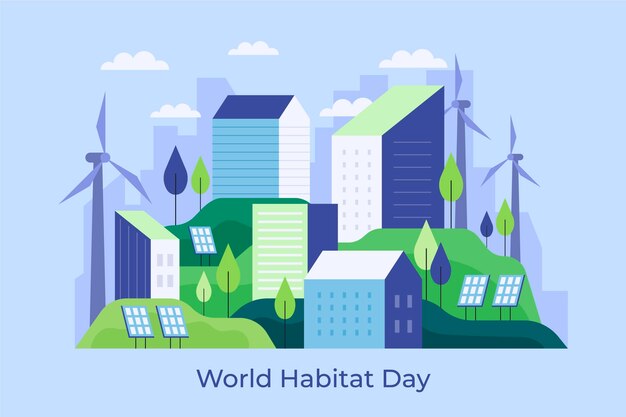 Flat design dia mundial do habitat