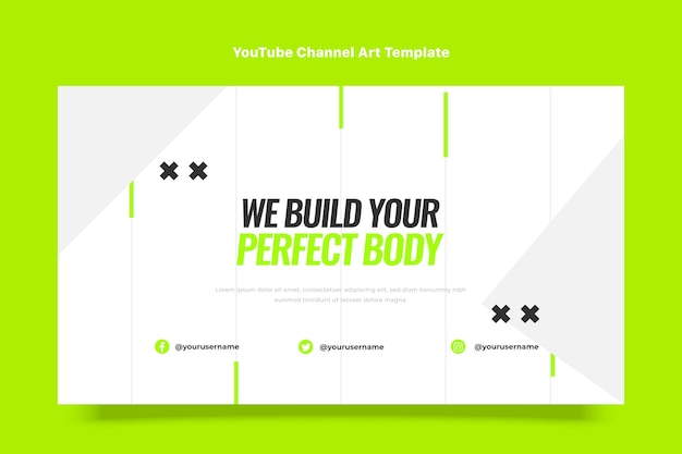 Flat design fitness arte do canal do youtube