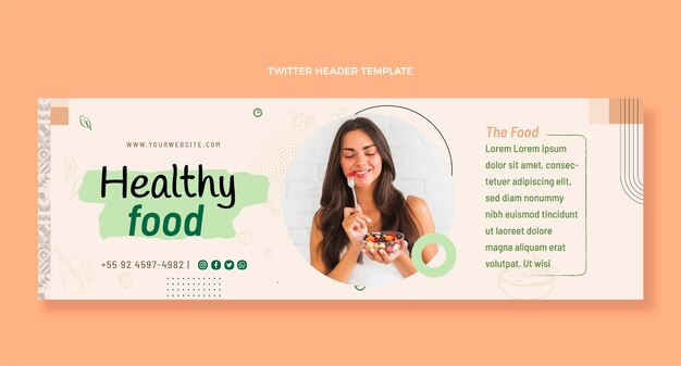 Flat design food twitter header