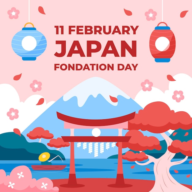 Vetor grátis flat design foundation day japan