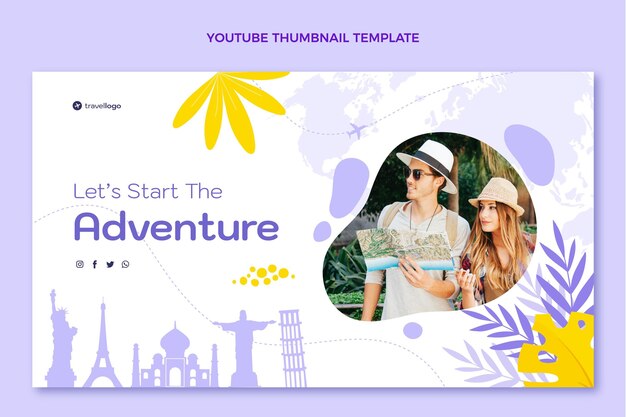 Flat design travel youtube thumbnail template