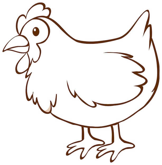 Frango em estilo simples doodle no fundo branco