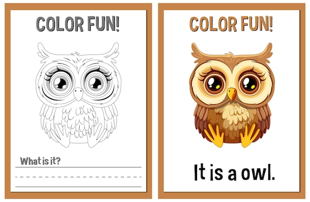 Vetor grátis fun color owl ilustração atividade